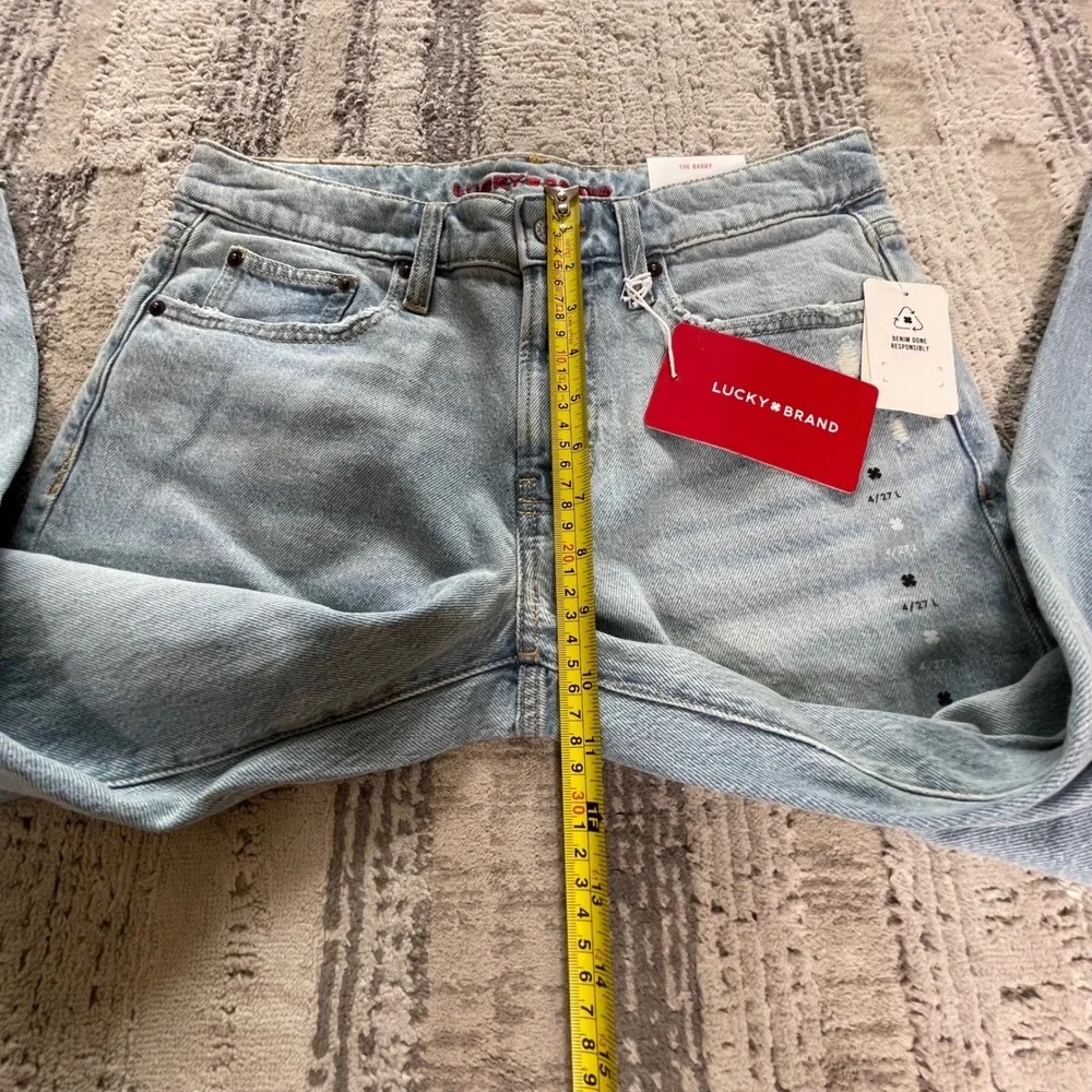 NEW Lucky Brand The Baggy Distressed Wide Leg Comfort Stretch Jeans Womens 4/27L